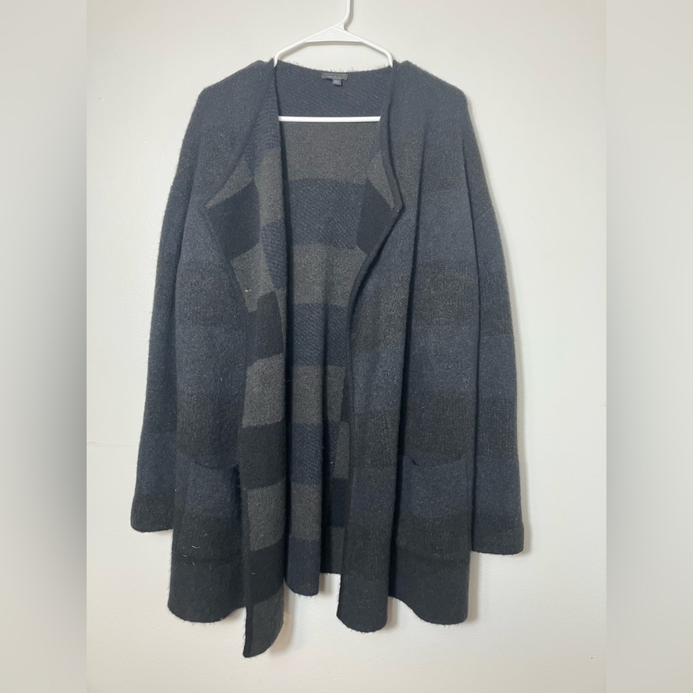 Theory Open Front Cardigan Sz M Wool And Yak Designer Casual Warm Gray Color